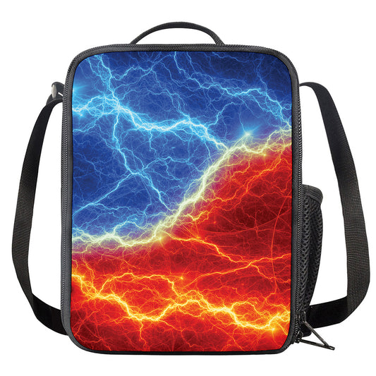 Blue And Red Lightning Print Crossbody Lunch Bag