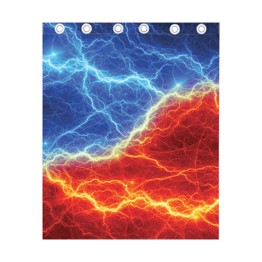 Blue And Red Lightning Print Curtain