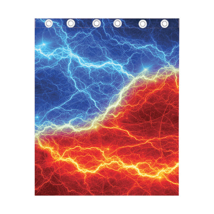 Blue And Red Lightning Print Curtain