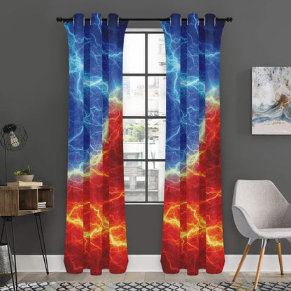 Blue And Red Lightning Print Curtain