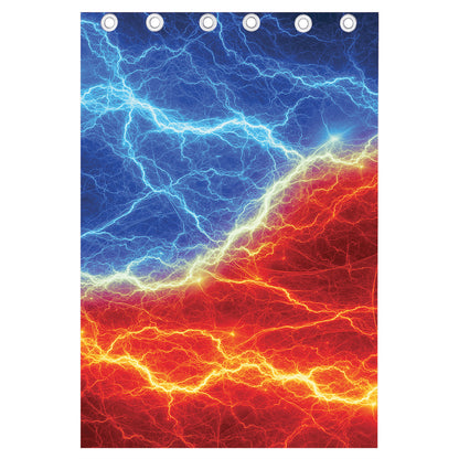 Blue And Red Lightning Print Curtain