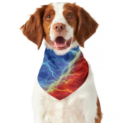Blue And Red Lightning Print Dog Bandana