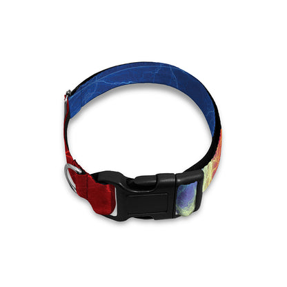 Blue And Red Lightning Print Dog Collar
