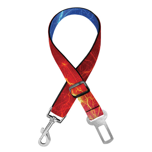 Blue And Red Lightning Print Dog Seat Belt