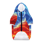 Blue And Red Lightning Print Dog Zip Up Hoodie