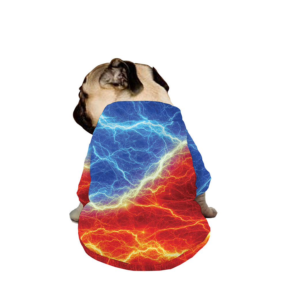Blue And Red Lightning Print Dog Zip Up Jacket