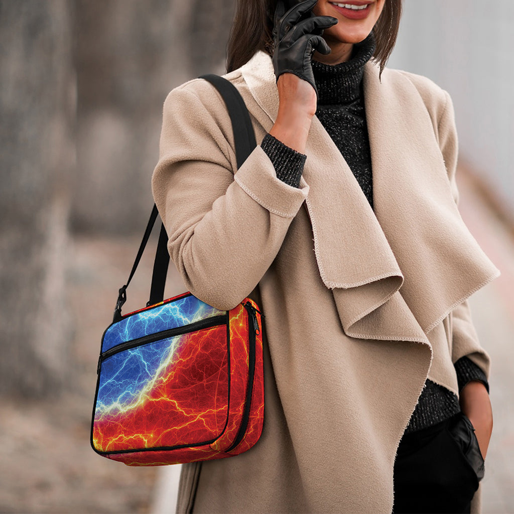 Blue And Red Lightning Print Double Strap Bible Bag