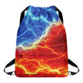 Blue And Red Lightning Print Drawstring Backpack