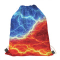 Blue And Red Lightning Print Drawstring Bag
