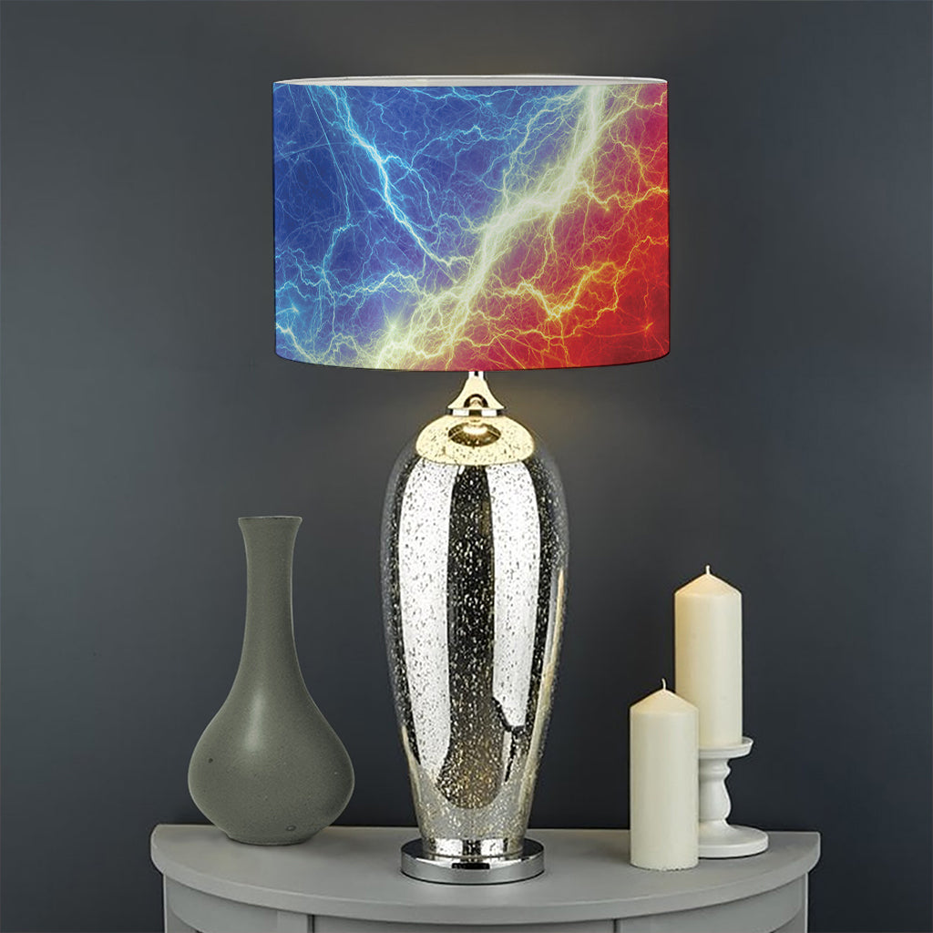 Blue And Red Lightning Print Drum Lamp Shade