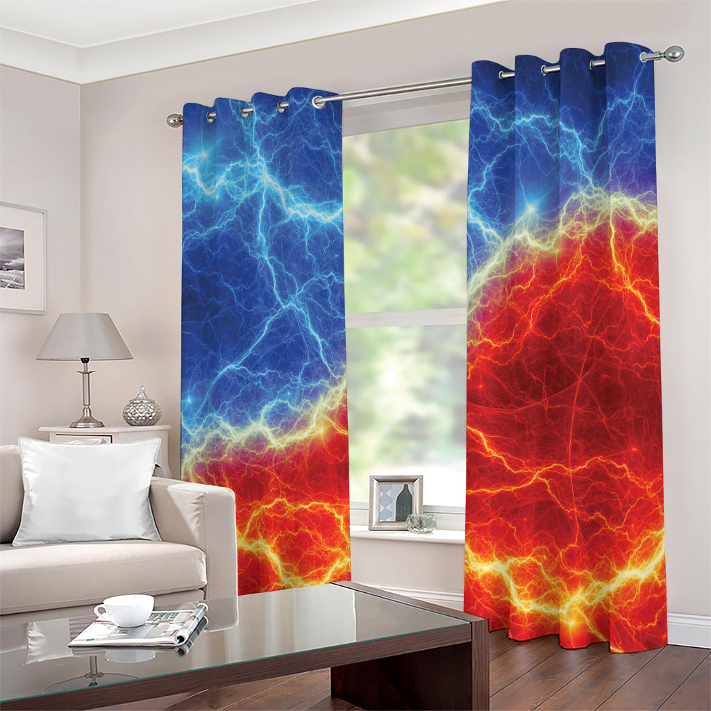 Blue And Red Lightning Print Extra Wide Grommet Curtains