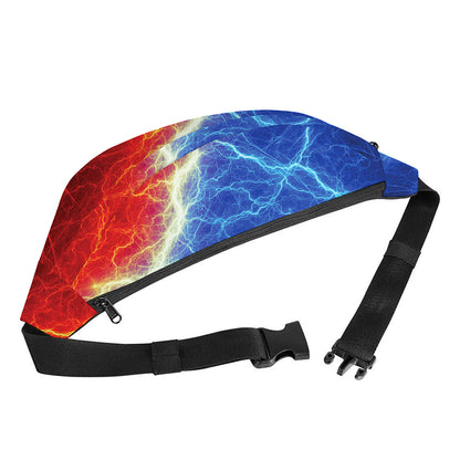 Blue And Red Lightning Print Fanny Pack