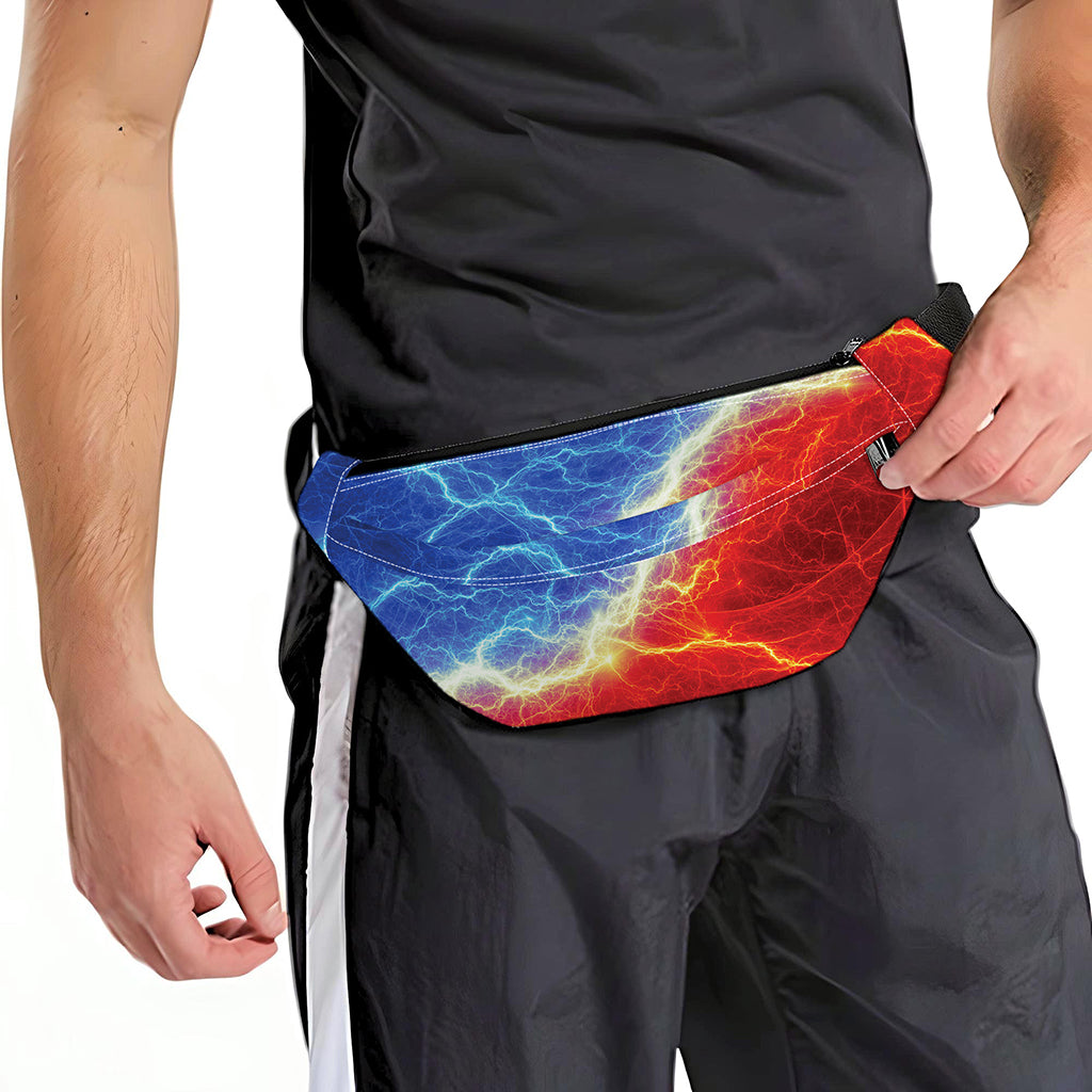Blue And Red Lightning Print Fanny Pack