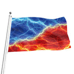 Blue And Red Lightning Print Flag