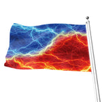 Blue And Red Lightning Print Flag