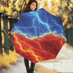 Blue And Red Lightning Print Foldable Umbrella