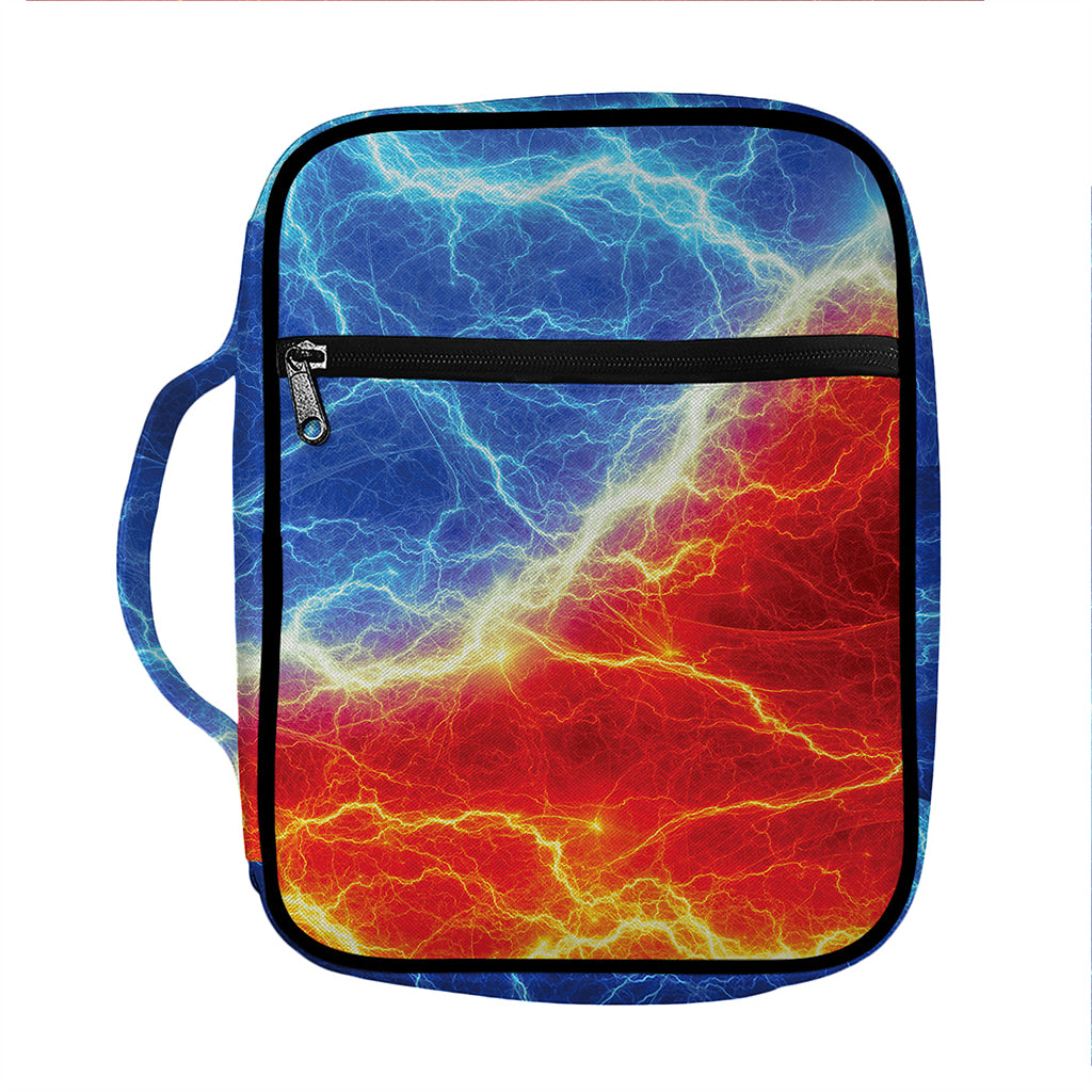 Blue And Red Lightning Print Front Pocket Bible Bag