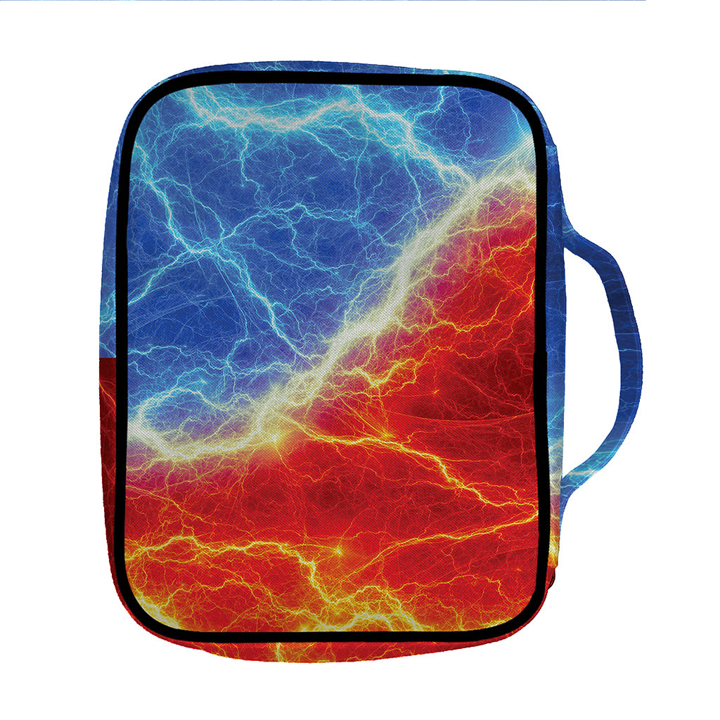 Blue And Red Lightning Print Front Pocket Bible Bag
