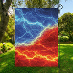 Blue And Red Lightning Print Garden Flag