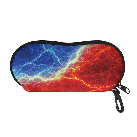 Blue And Red Lightning Print Glasses Case