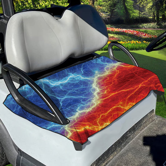 Blue And Red Lightning Print Golf Cart Seat Cover