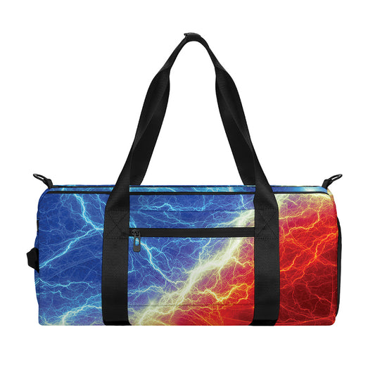 Blue And Red Lightning Print Gym Bag