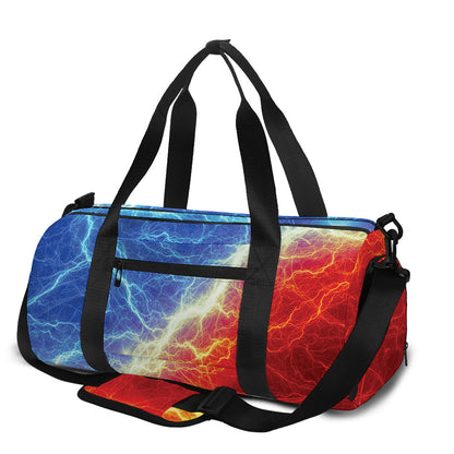 Blue And Red Lightning Print Gym Bag