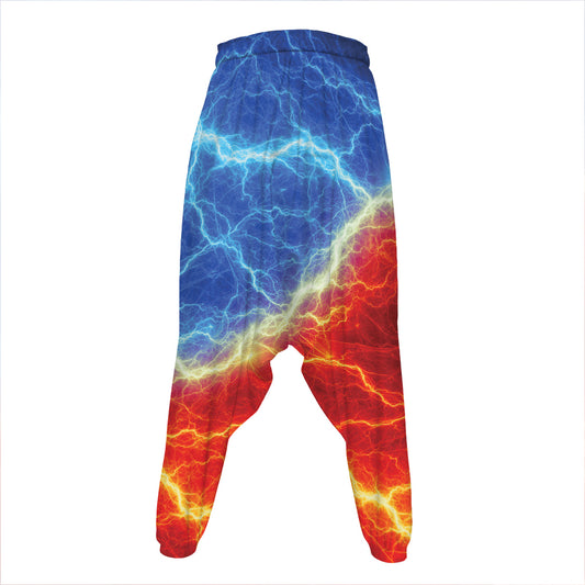 Blue And Red Lightning Print Hammer Pants