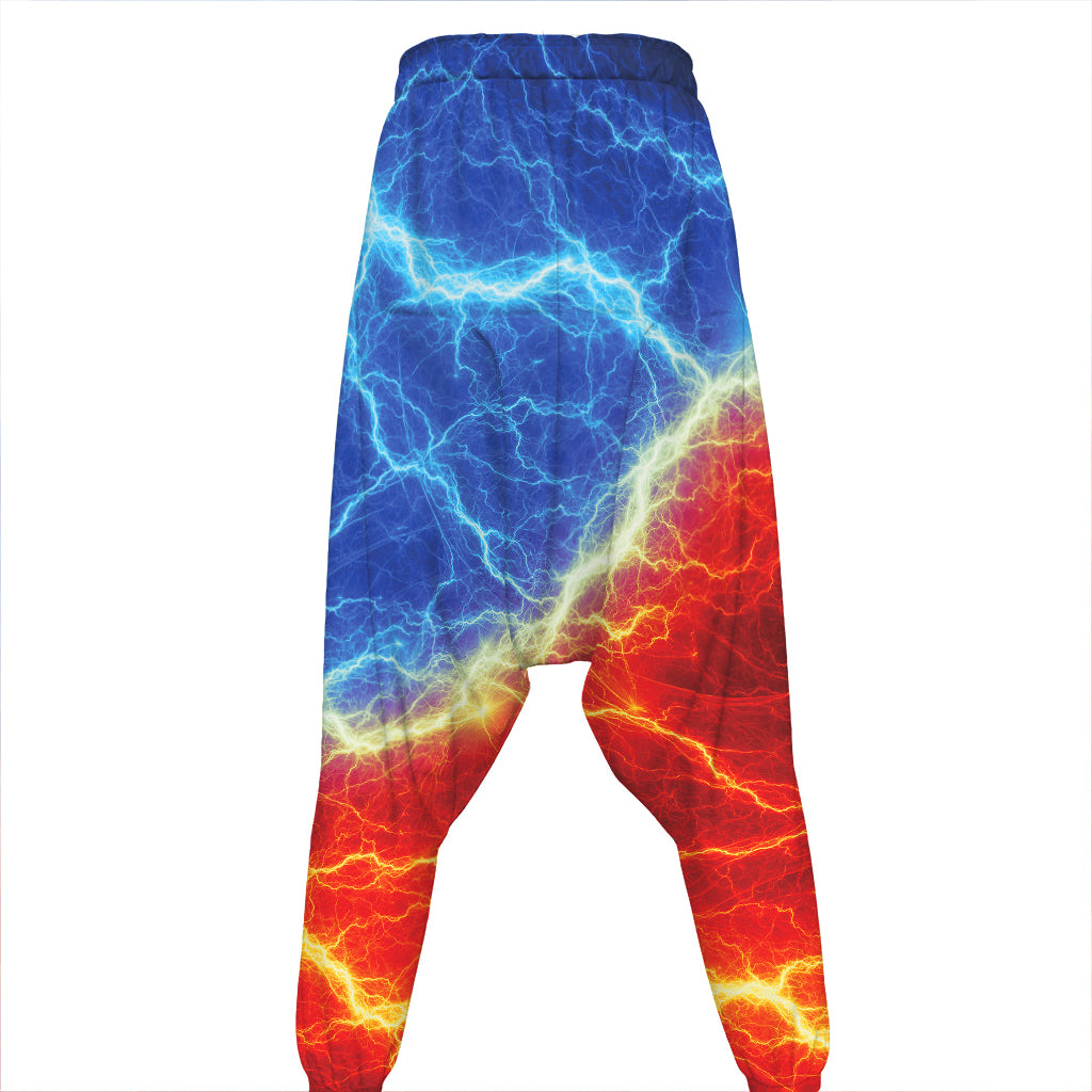 Blue And Red Lightning Print Hammer Pants