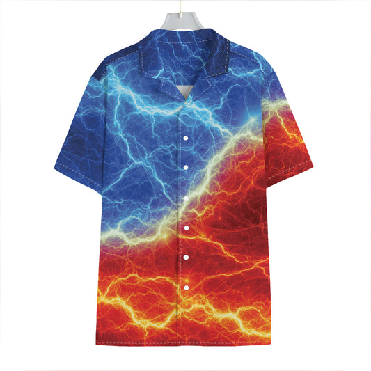 Blue And Red Lightning Print Hawaiian Shirt