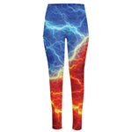 Blue And Red Lightning Print High-Waisted Pocket Leggings