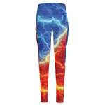 Blue And Red Lightning Print High-Waisted Pocket Leggings