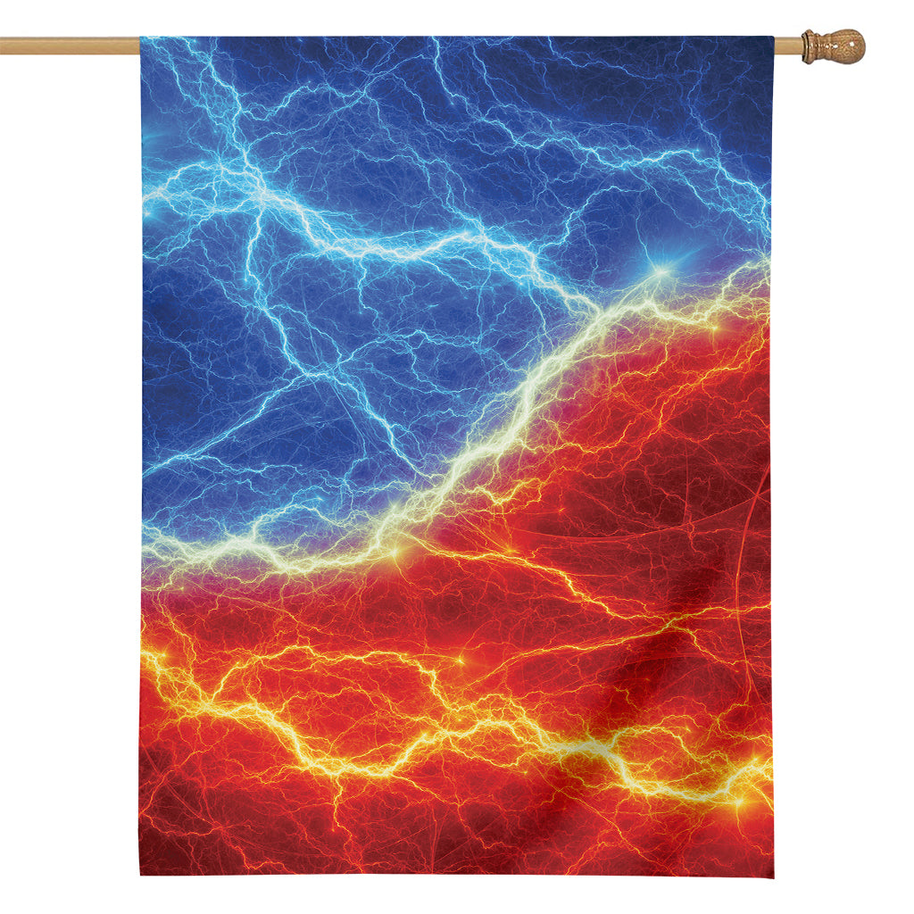 Blue And Red Lightning Print House Flag