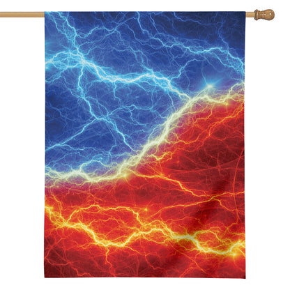 Blue And Red Lightning Print House Flag