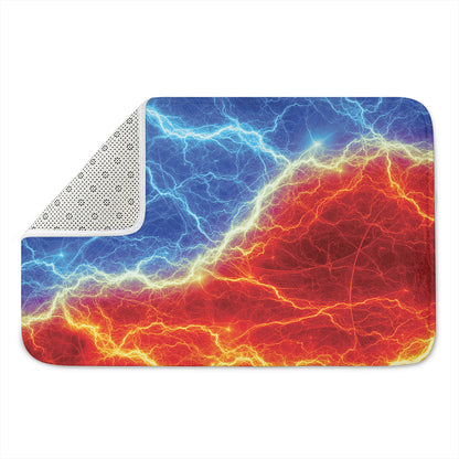Blue And Red Lightning Print Indoor Door Mat