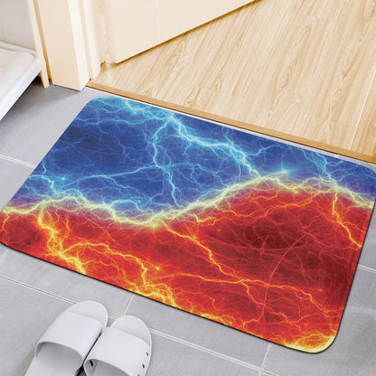 Blue And Red Lightning Print Indoor Door Mat