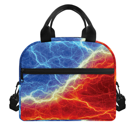 Blue And Red Lightning Print Insulated Lunch Bag