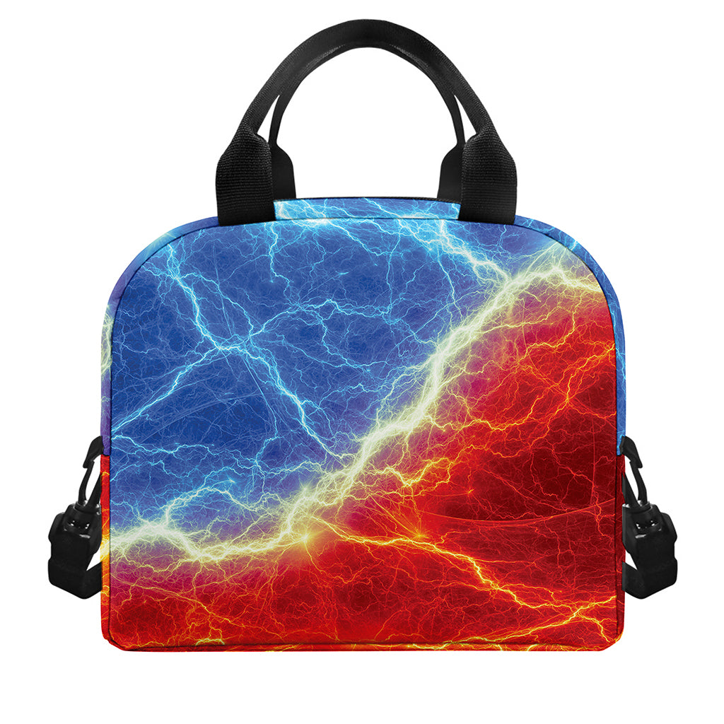 Blue And Red Lightning Print Insulated Lunch Bag