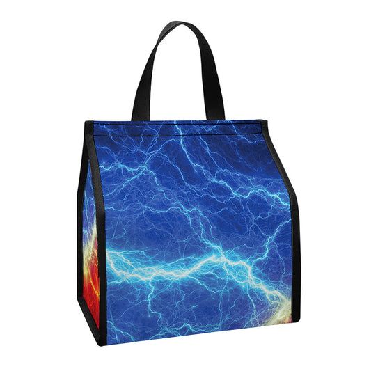 Blue And Red Lightning Print Insulated Lunch Tote