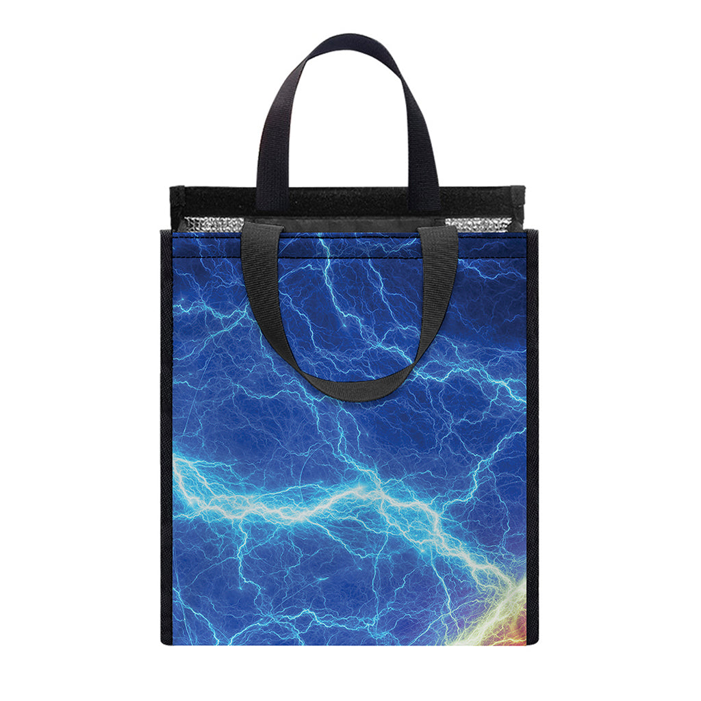 Blue And Red Lightning Print Insulated Lunch Tote