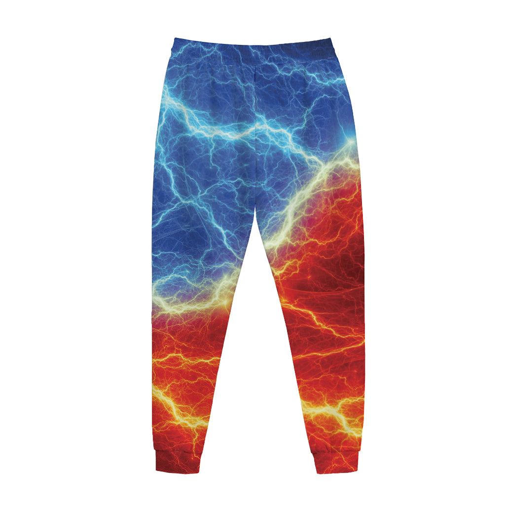 Blue And Red Lightning Print Jogger Pants