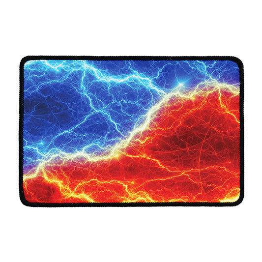 Blue And Red Lightning Print Kitchen Mat