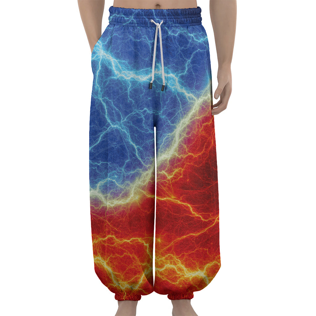 Blue And Red Lightning Print Lantern Pants