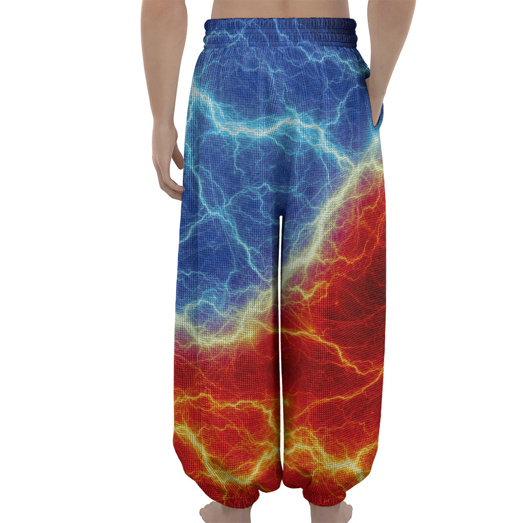 Blue And Red Lightning Print Lantern Pants