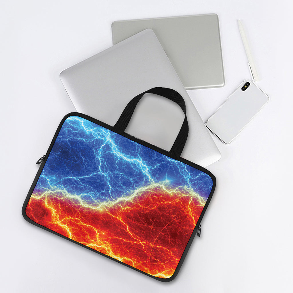 Blue And Red Lightning Print Laptop Sleeve With Handle