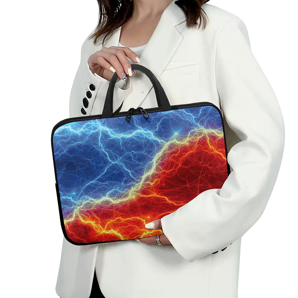 Blue And Red Lightning Print Laptop Sleeve With Handle