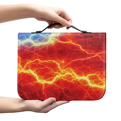 Blue And Red Lightning Print Leather Bible Cover