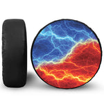 Blue And Red Lightning Print Leather Spare Tire Cover