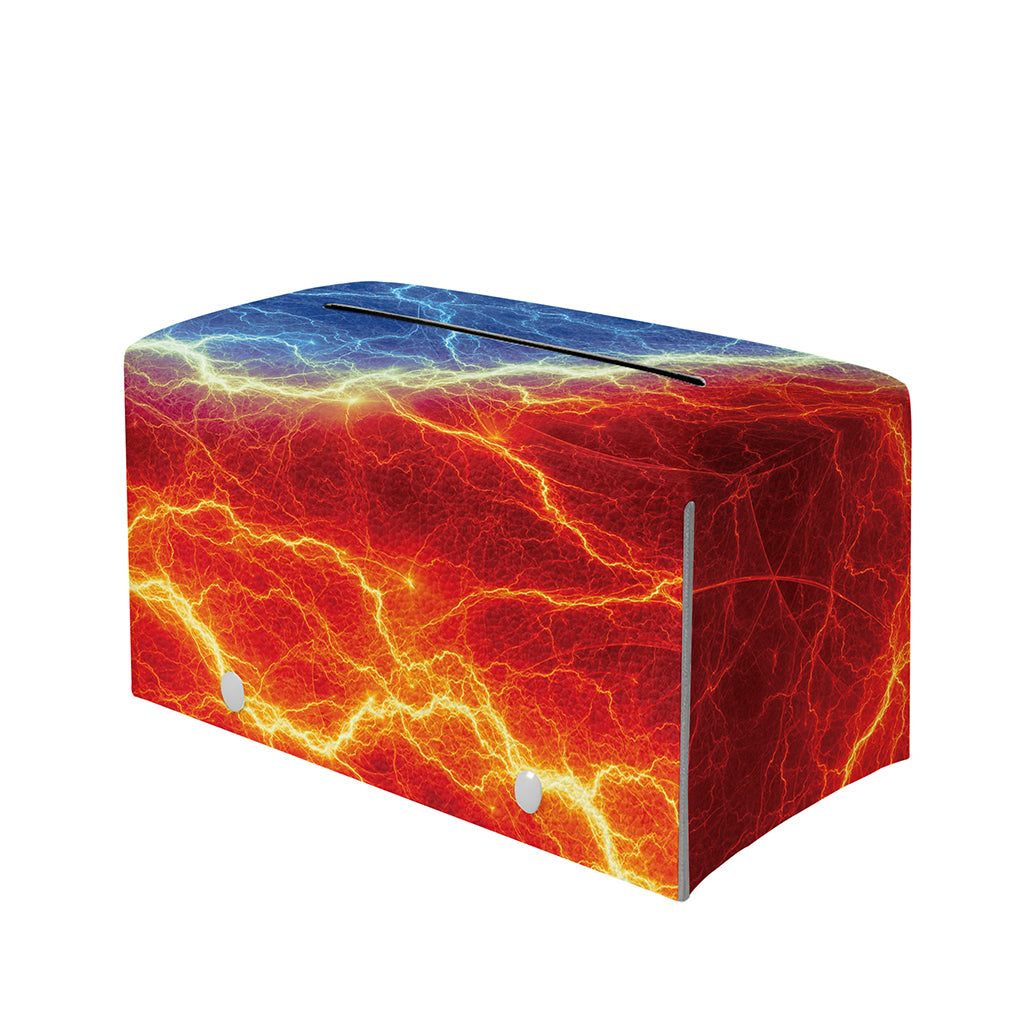 Blue And Red Lightning Print Leather Tissue Box Cover