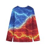 Blue And Red Lightning Print Long Sleeve Short Coat